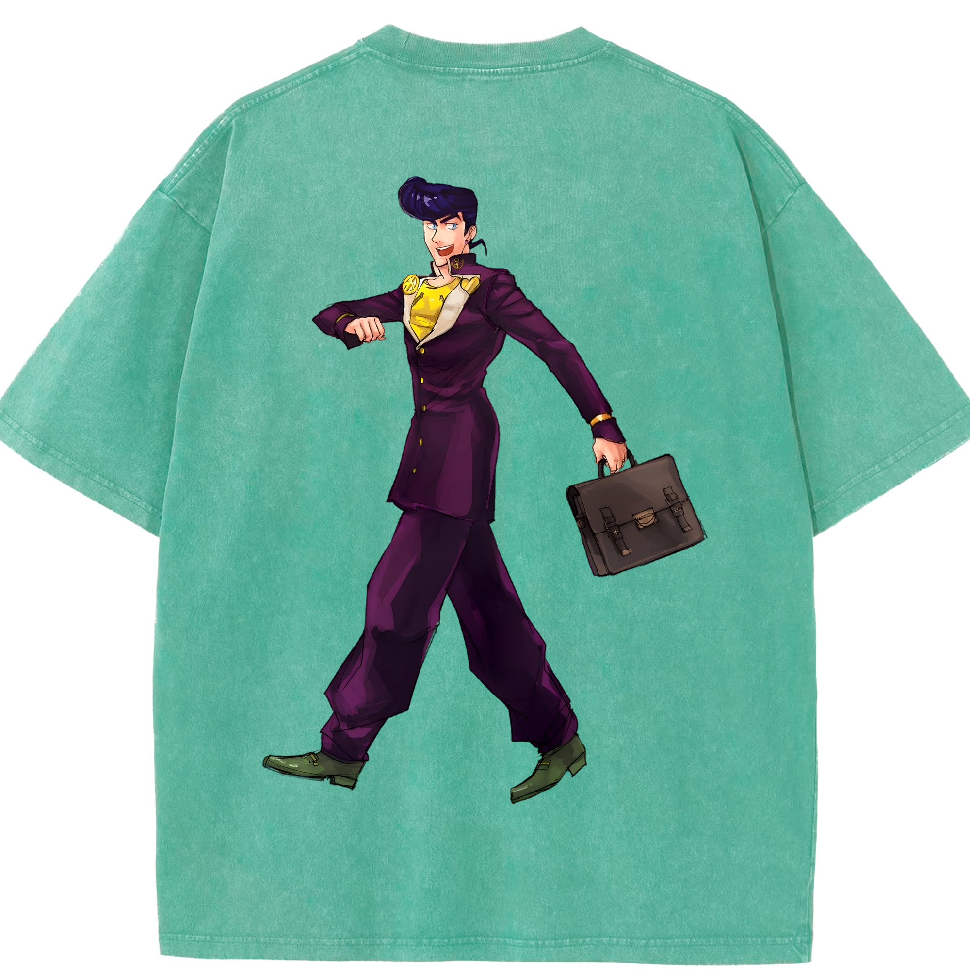 （画像用） ジョジョの奇妙な冒険 ひがしかた じょうすけ JoJo's Bizarre Adventure Higashikata Josuke 綿100% ヴィンテージ風 半袖Tシャツ（背面プリント）